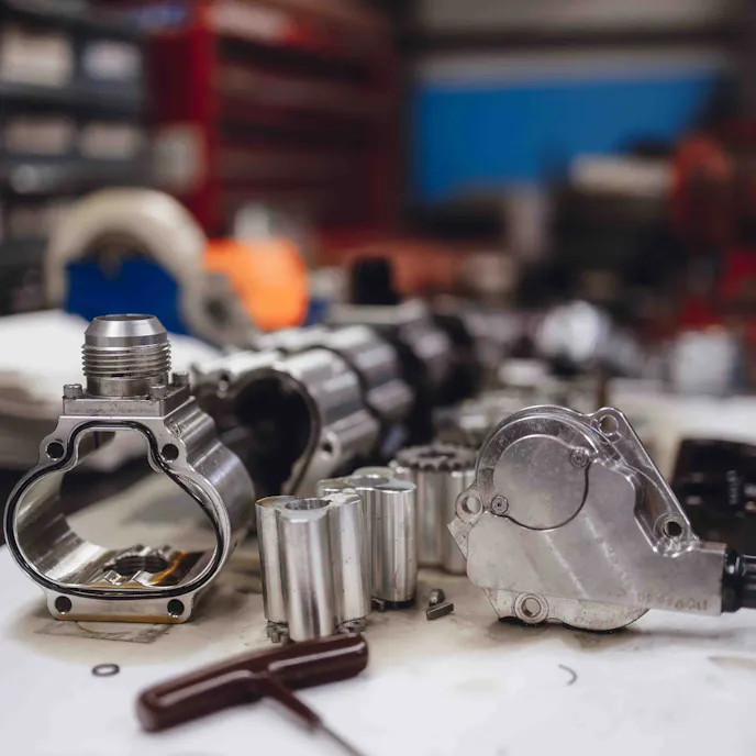 Inside a Moroso tri-lobe dry sump oil pump